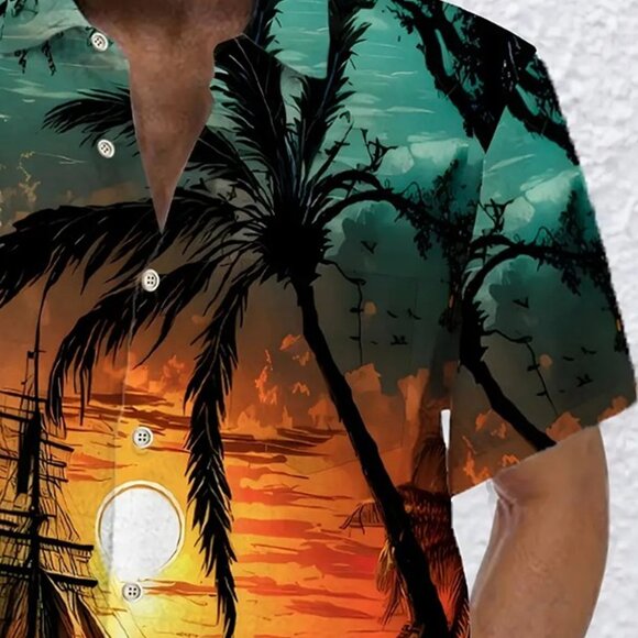 Men's New Plus Size XXXL Summer Vibes Graphic Print Shirt - Picture 5 of 7